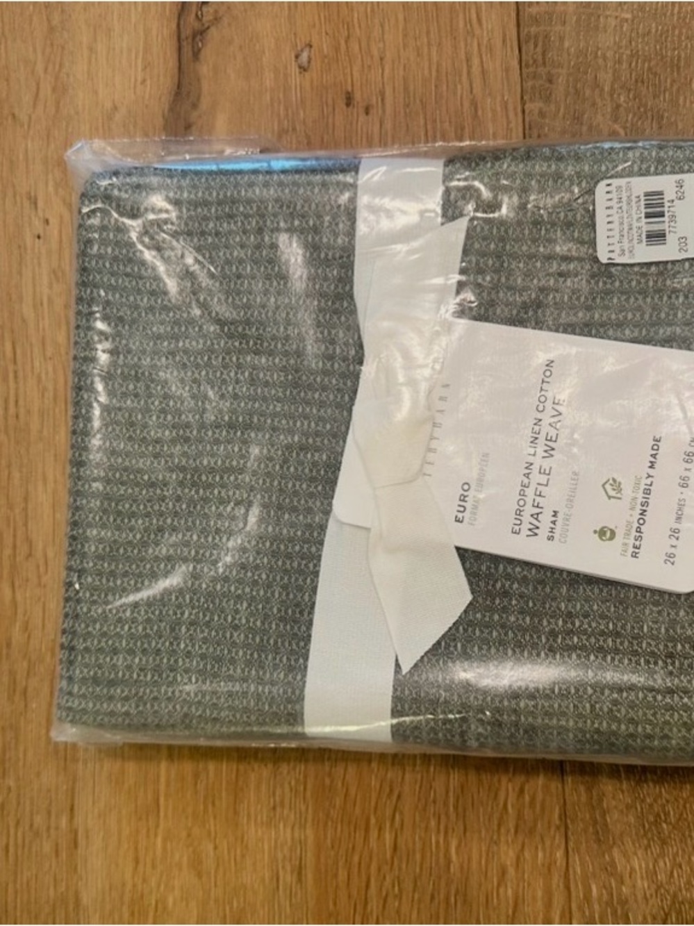 Pottery Barn European Linen Cotton Waffle Weave Sham - Loden SET OF 2